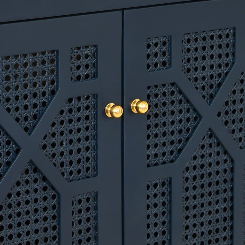 Vanity Cane Detail 1 - Schaffer Navy Blue Bath Vanity | Worlds Away Bathroom Vanities