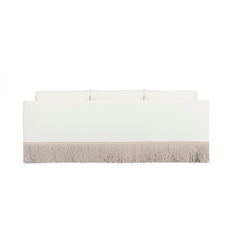 White Lawson Sofa Back - Worlds Away Caroline Sofa with Performance Fabric and Bullion Fringe