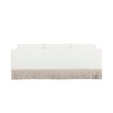White Lawson Sofa Back - Worlds Away Caroline Sofa with Performance Fabric and Bullion Fringe