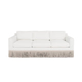 White Lawson Sofa Front - Worlds Away Caroline Sofa with Performance Fabric and Bullion Fringe