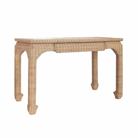 Desk Angle View - Worlds Away Verra Rattan Desk at Fig Linens and Home