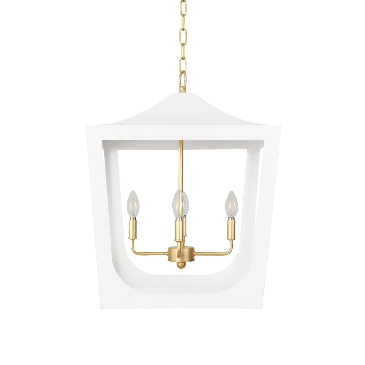 Wimble White Pagoda Lantern with Gold Leaf by Worlds Away | Pendant Lighting 1