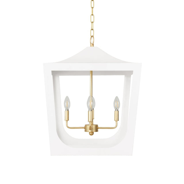 Wimble White Pagoda Lantern with Gold Leaf by Worlds Away | Pendant Lighting 1