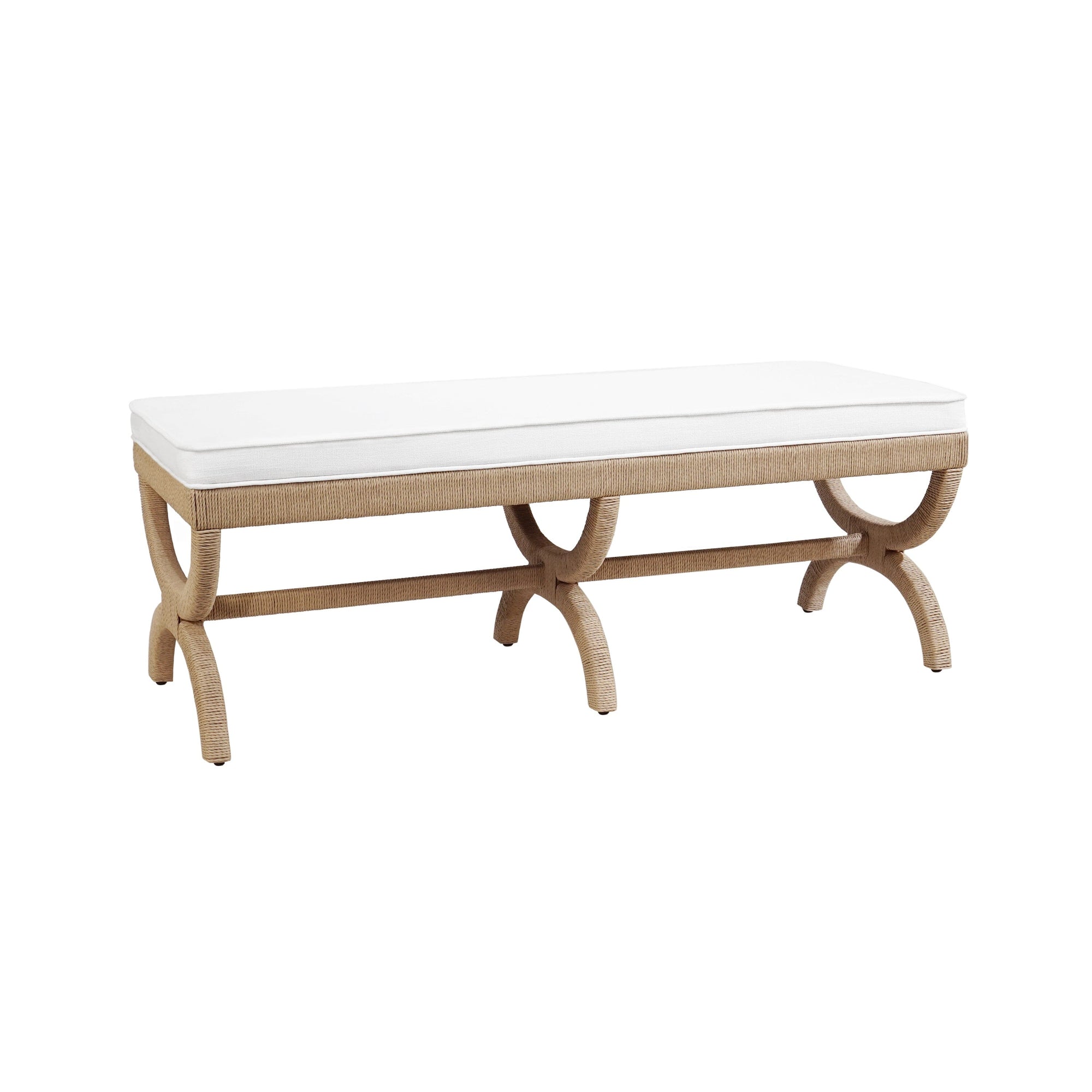 Xanadu Bench in Natural by Worlds Away - Fig Linens and Home - 1