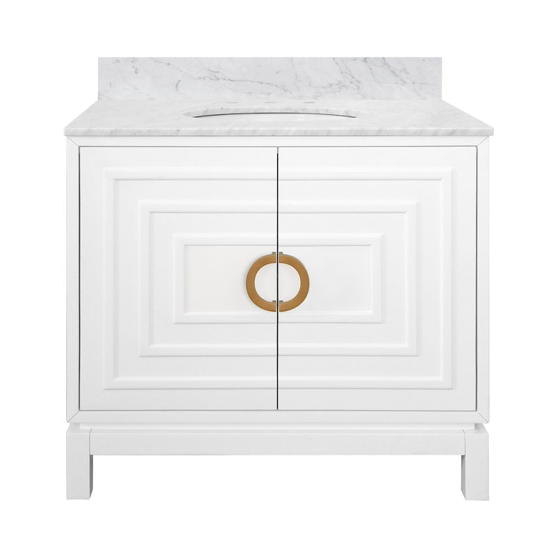 Bath Vanity Front View - Bixby White Bath Vanity - Worlds Away Vanities at Fig Linens and Home
