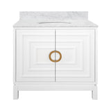 Bath Vanity Front View - Bixby White Bath Vanity - Worlds Away Vanities at Fig Linens and Home