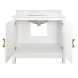 Bath Vanity Open Doors View - Bixby White Bath Vanity - Worlds Away Vanities at Fig Linens and Home