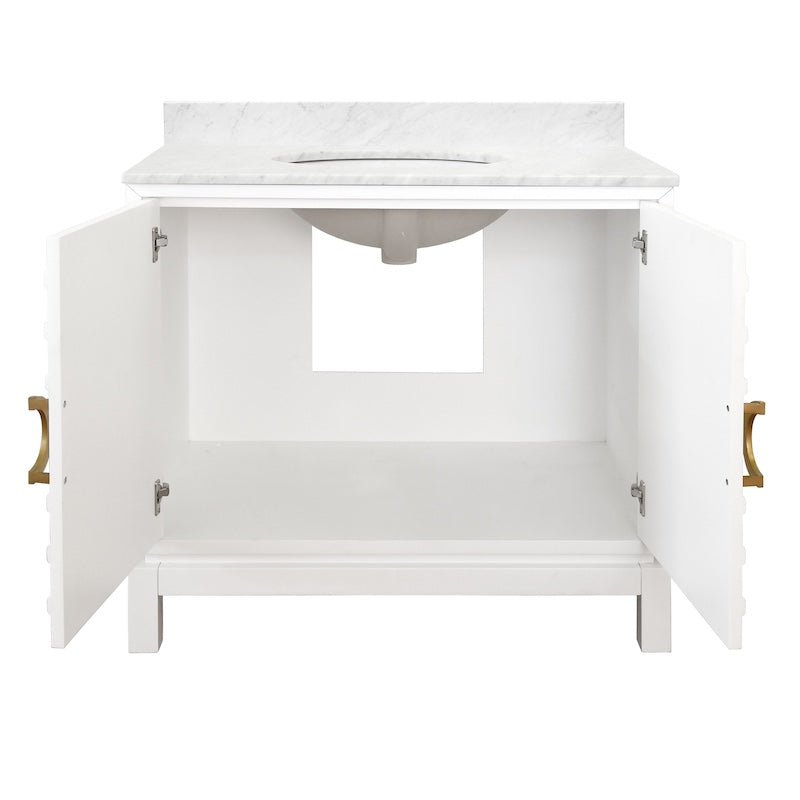 Bath Vanity Front View - Bixby White Bath Vanity - Worlds Away Vanities at Fig Linens and Home