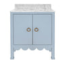 Bath Vanity - Worlds Away Kealey Light Blue Bathroom Cabinet - 2 Doors, Scallop Finish, Marble Top