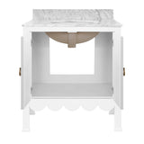Bath Vanity with Doors Open - Kealey White Bathroom Cabinet | Worlds Away Vanities