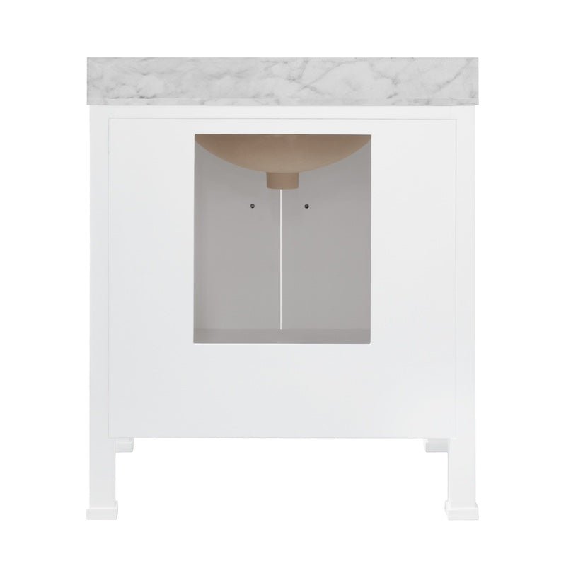 Bath Vanity Back View for Installation - Kealey White Bathroom Cabinet | Worlds Away Vanities