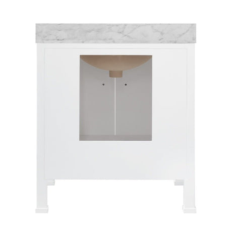 Bath Vanity Back View for Installation - Kealey White Bathroom Cabinet | Worlds Away Vanities