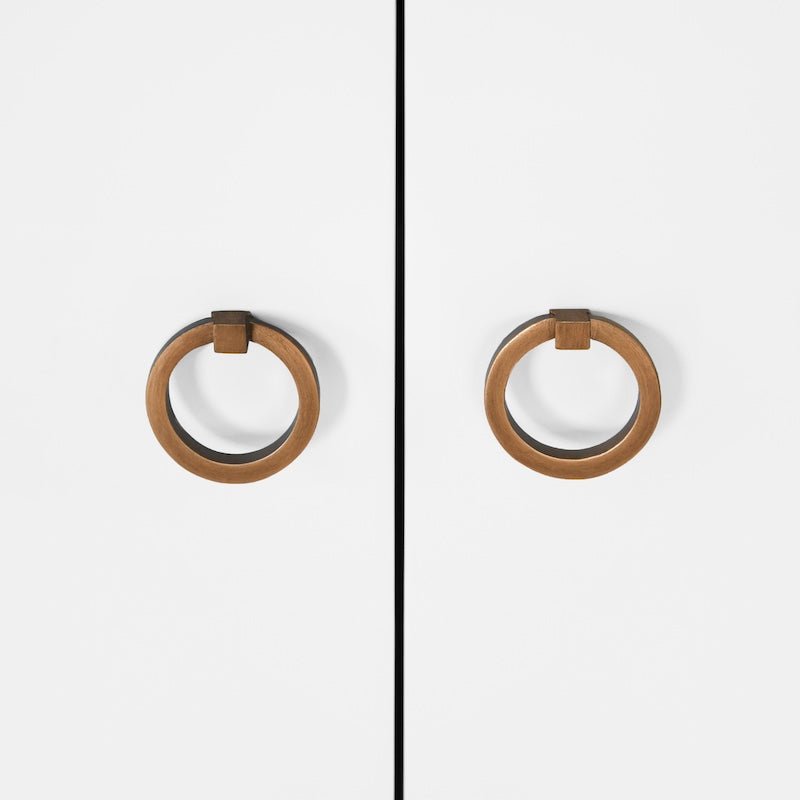 Bath Vanity Brass Pulls Hardware - Kealey White Bathroom Cabinet | Worlds Away Vanities