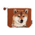Cosmetic Bag  - Yves Delorme Karlbarn Cognac Tote by Iosis with Shiba Inu Dog Motif - Front View
