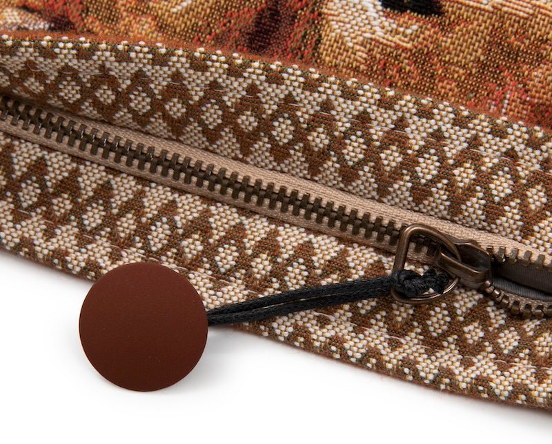 Detail of Zipper Closure - Yves Delorme Karlbarn Cognac Tote by Iosis at Fig Linens and Home