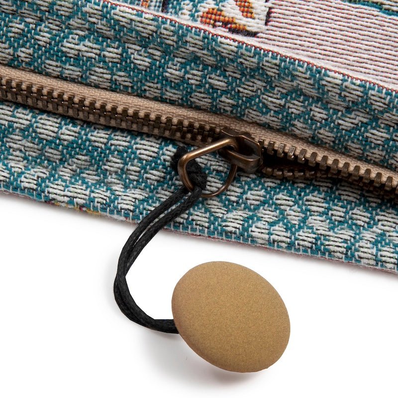 Cosmetic Bag Zipper Detail - Yves Delorme Golestan Sienna Tote by Iosis at Fig Linens and Home