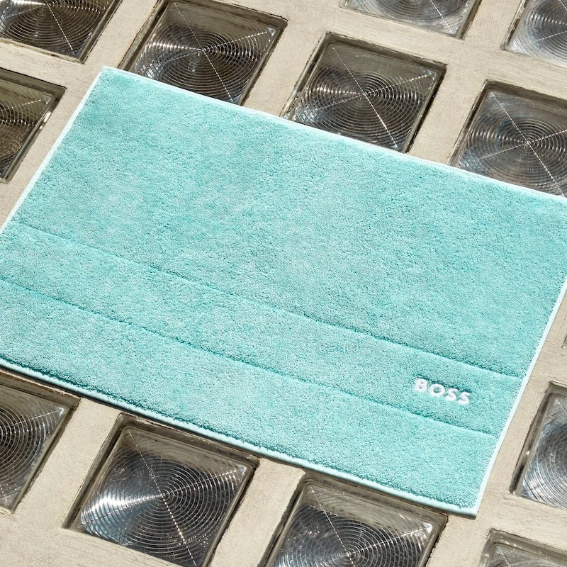 Yves Delorme Plain Aruba Blue Tub Mat by Hugo Boss Home - Bath Mat 20 x 28 Plain Aruba Blue at FIG LINENS AND HOME - 1