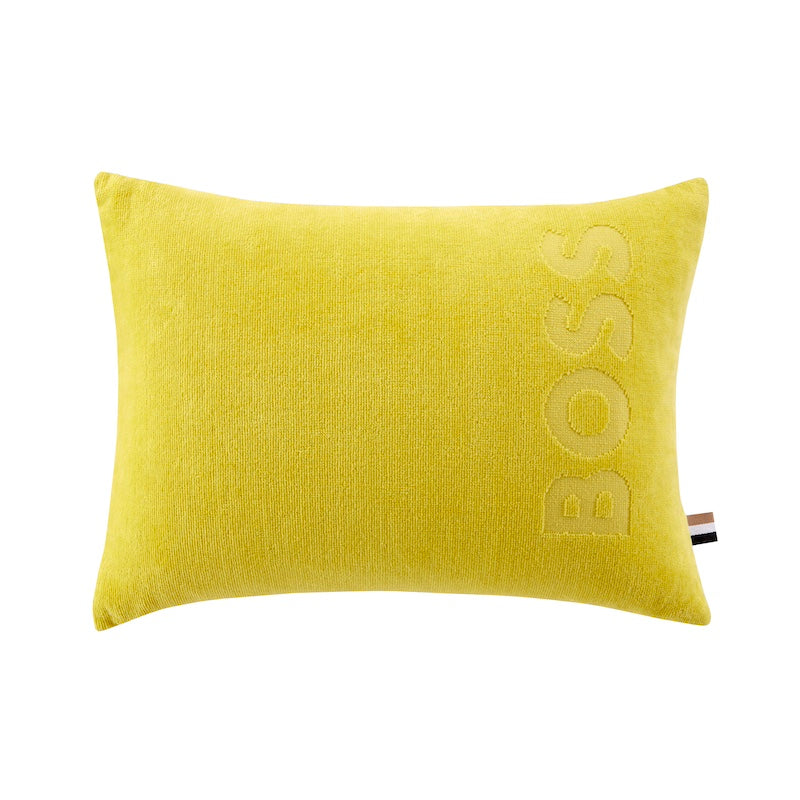 Zuma Acacia Beach Pillow by Hugo Boss Home - Yves Delorme - Front of Yellow Outdoor Pool Pillow