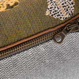 Yves Delorme Ophelia Kaki Tote at Fig Linens and Home - Zipper Detail of Cosmetic Pouch