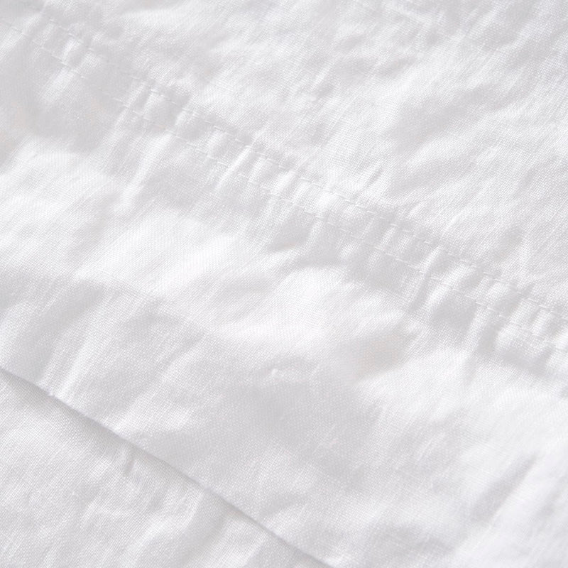 Detail of Flat Sheet - Yves Delorme Originel Blanc White 100% Linen Bedding at Fig Linens and Home