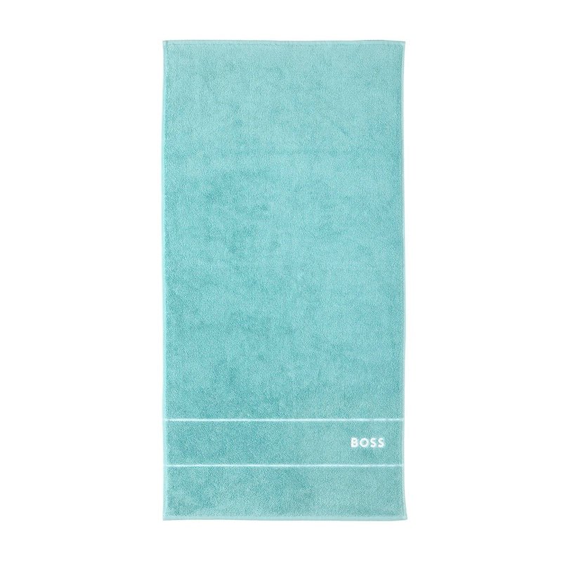 Bath Sheet Front - Yves Delorme Plain Aruba Blue Towel by Hugo Boss Home - Fig Linens and Home