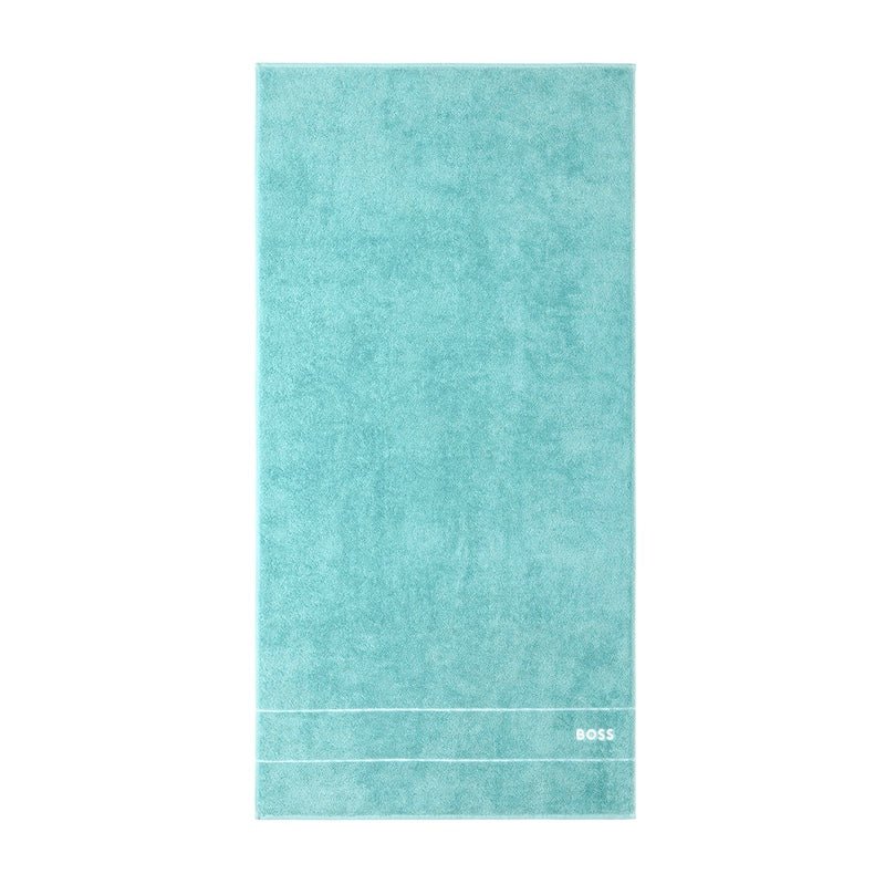 Bath Sheet Reverse - Yves Delorme Plain Aruba Blue Towel by Hugo Boss Home - Fig Linens and Home