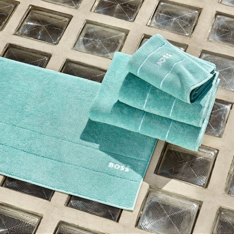 Plain Aruba Blue Bath Towels by Hugo Boss Home - Luxury Terry cloth at Fig Linens and Home
