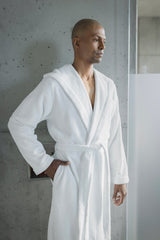 Abyss Alex Bathrobe Viva Magenta 579 - Hooded Luxury Robe at Fig Linens and Home