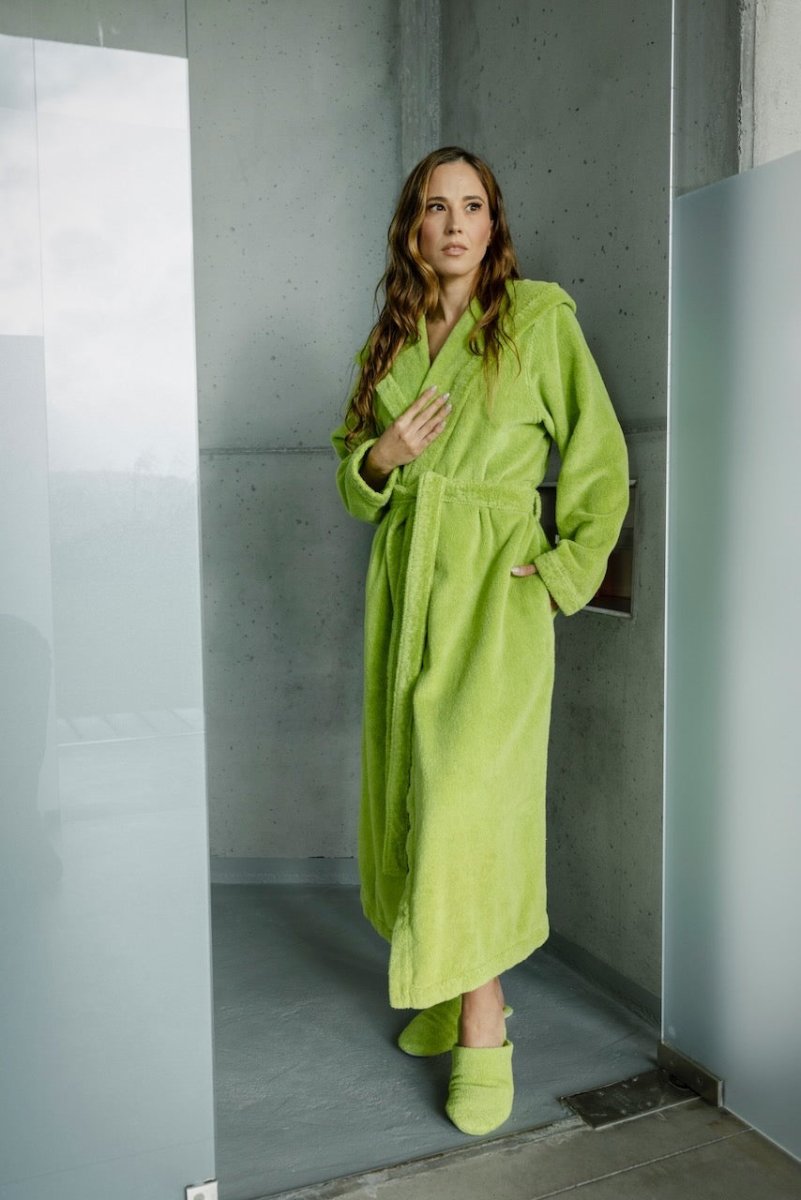 Abyss Alex Bathrobe Powder Blue 330 - Hooded Luxury Robe at Fig Linens and Home