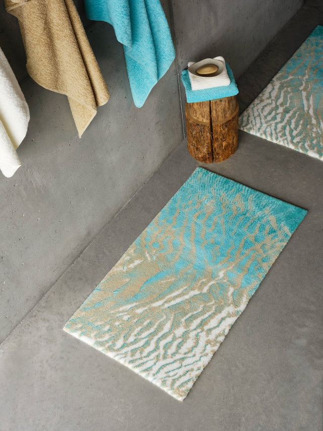 Abyss Habidecor Beach Bath Rug Turquoise 370 at Fig Linens and Home - View 1
