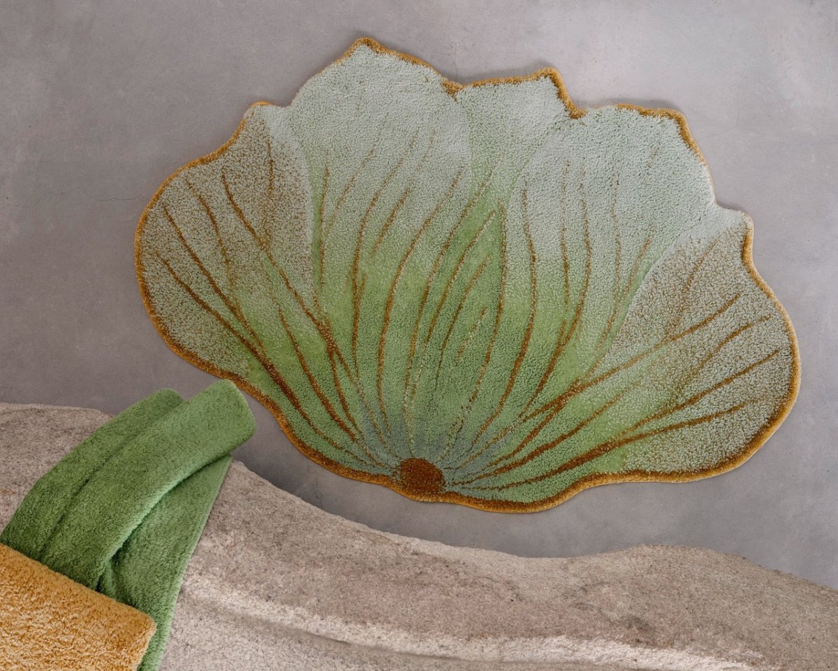 Lotus Flower Aqua 210 | Abyss Habidecor Bathroom Floor Rug at Fig Linens and Home