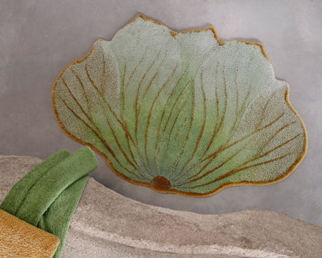 Lotus Flower Aqua 210 | Abyss Habidecor Bathroom Floor Rug at Fig Linens and Home