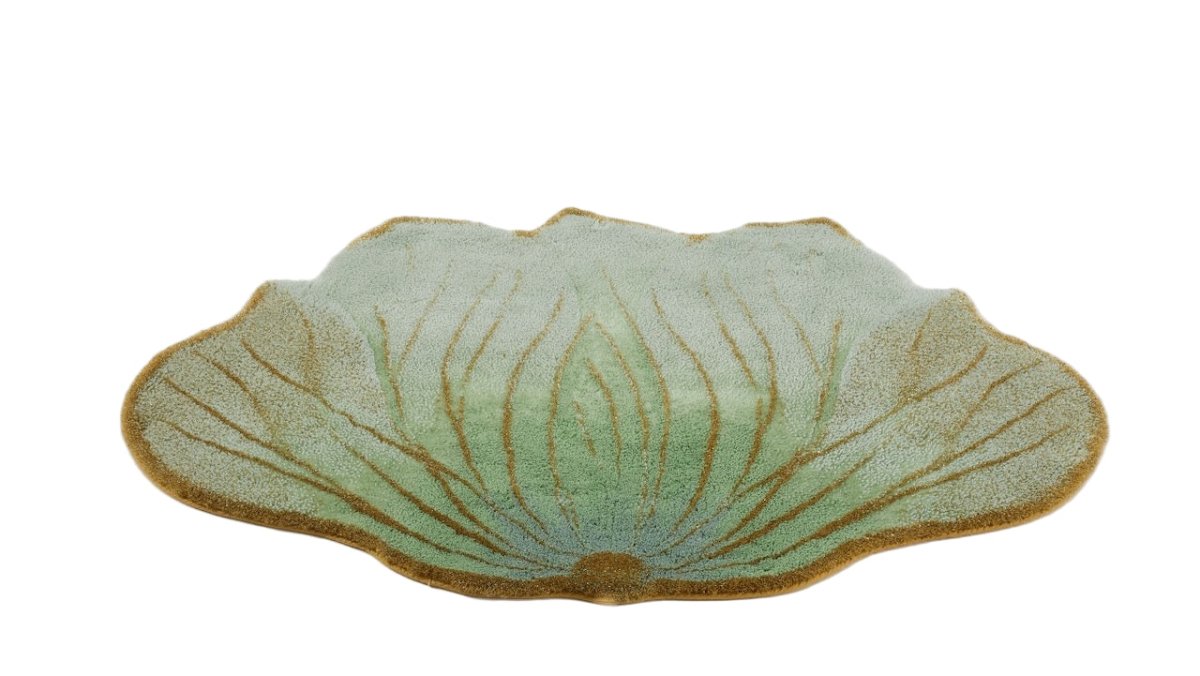 Bathroom Floor Rug - Lotus Flower Aqua 210 | Abyss Habidecor Bath Rug at Fig Linens and Home 4
