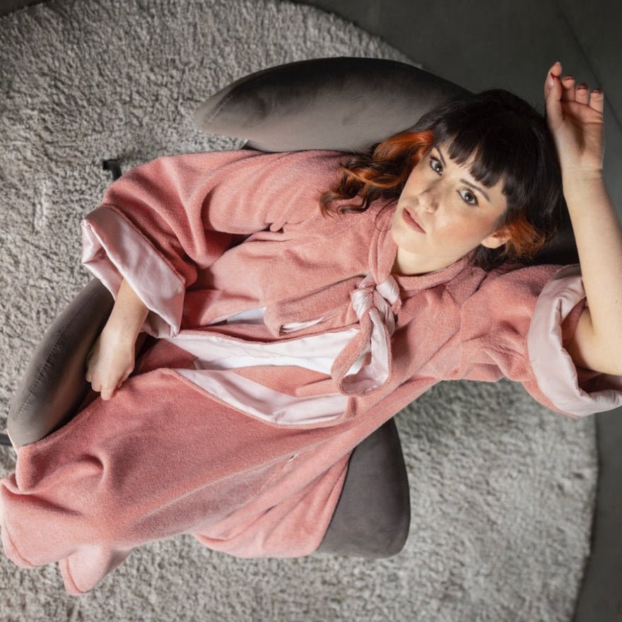 Palacio Bathrobe in Rosette 515 | Abyss Robes at Fig Linens and Home - Lifestyle View 1