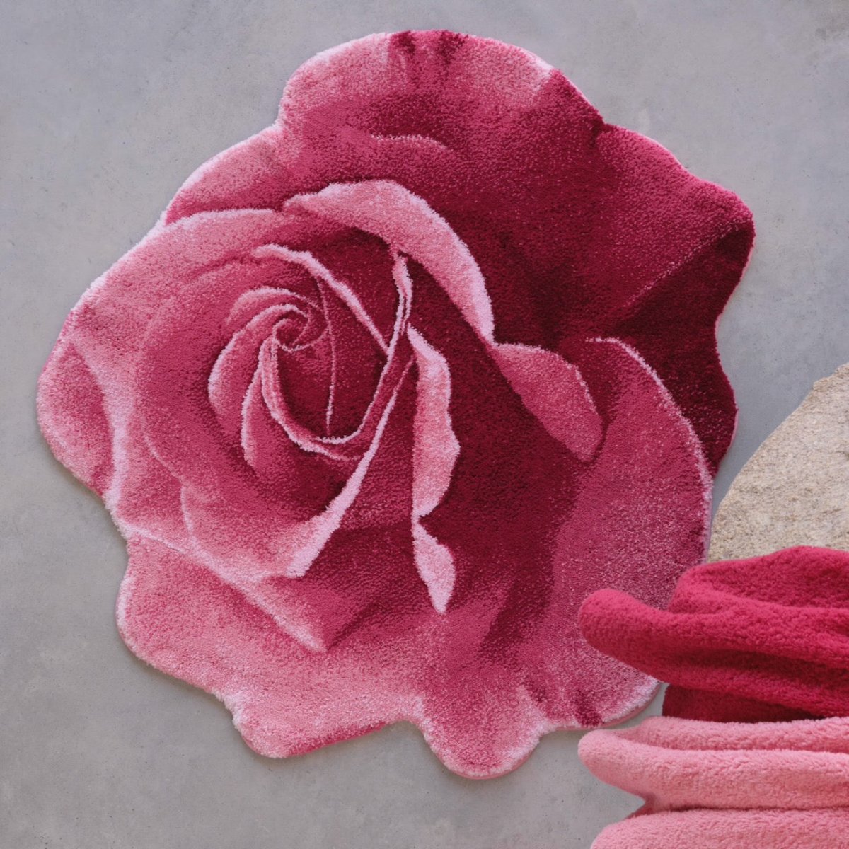 Rose Petal Rug - Passion Flamingo 573 Abyss Habidecor Bathroom Floor Rug at Fig Linens and Home 3