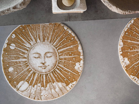 Bath Rug with Sunshine Motif - Roi Soleil Gold 800 | Abyss Habidecor Bath Rug at Fig Linens & Home 5