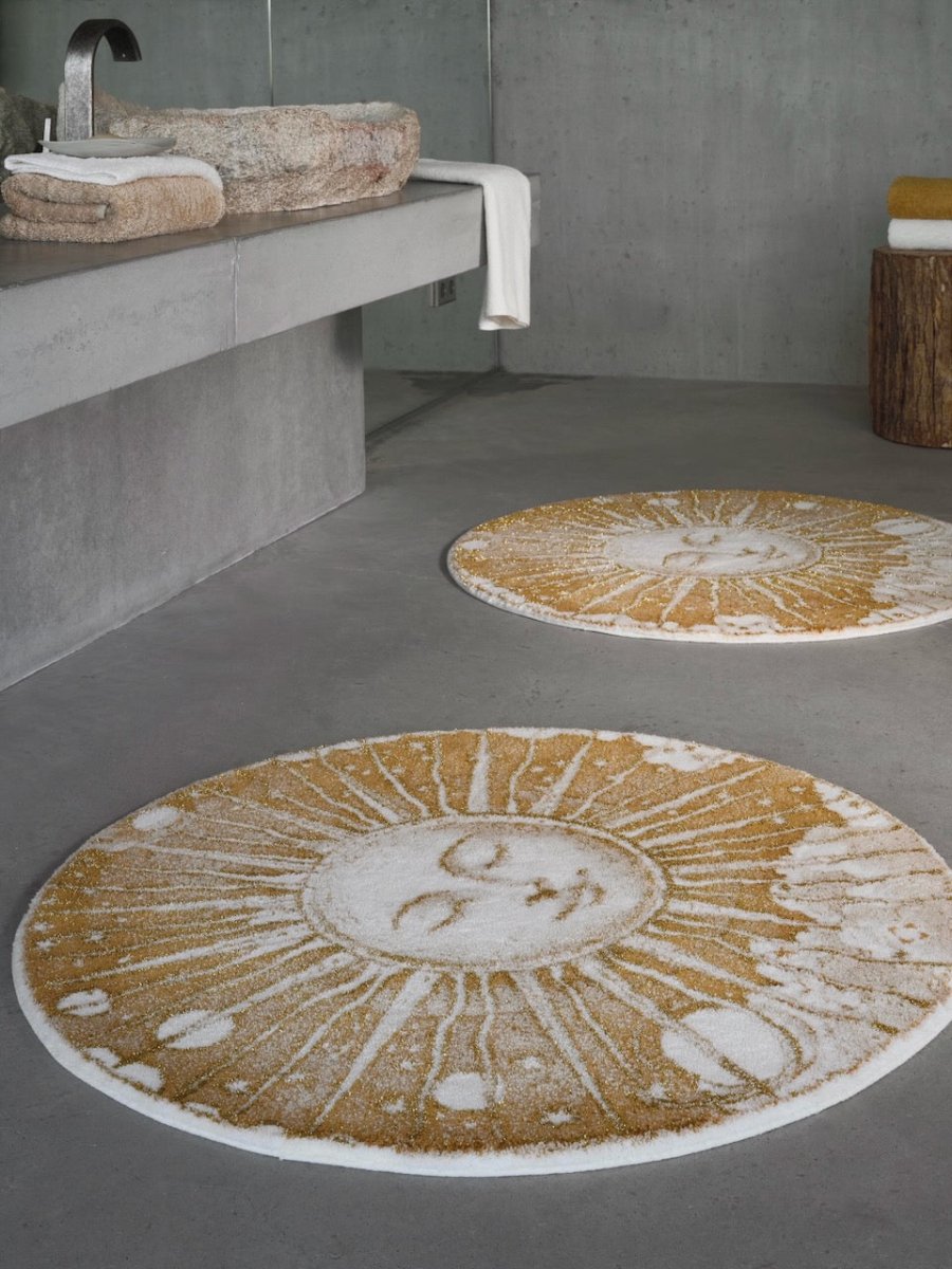 Bath Rug with Sunshine Motif - Roi Soleil Gold 800 | Abyss Habidecor Bath Rug at Fig Linens & Home 4