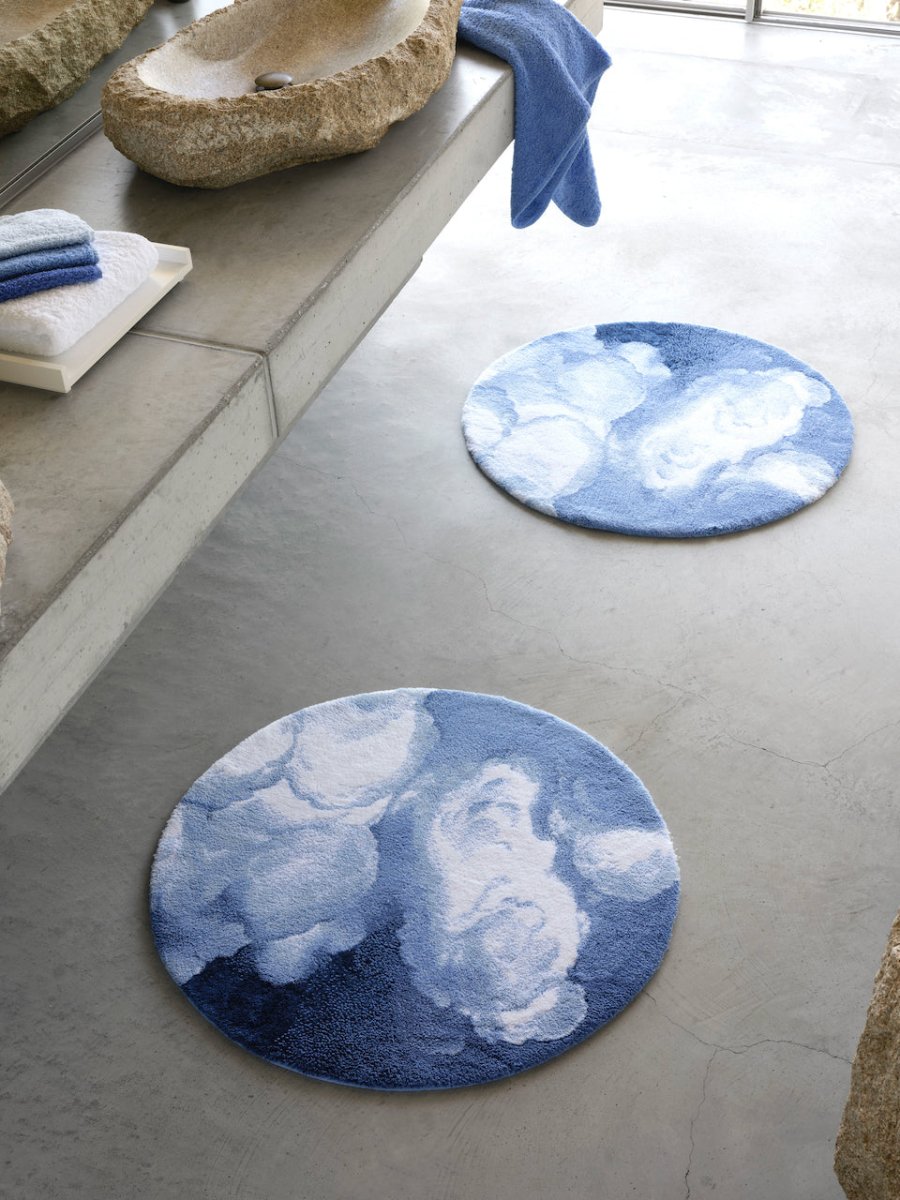 Abyss Habidecor Walker Round Bath Rug 31" Regatta 364 Blue at Fig Linens and Home - Lifestyle View 3