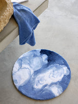 Abyss Habidecor Walker Round Bath Rug 31" Regatta 364 Blue at Fig Linens and Home - Lifestyle View 1