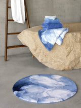 Abyss Habidecor Walker Round Bath Rug 31" Regatta 364 Blue at Fig Linens and Home - Lifestyle View 2