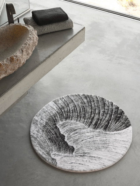 Yoji Silver 900 Bath Rug by Abyss Habidecor Bath Rug 35" Diameter Silver 900 at FIG LINENS AND HOME 4