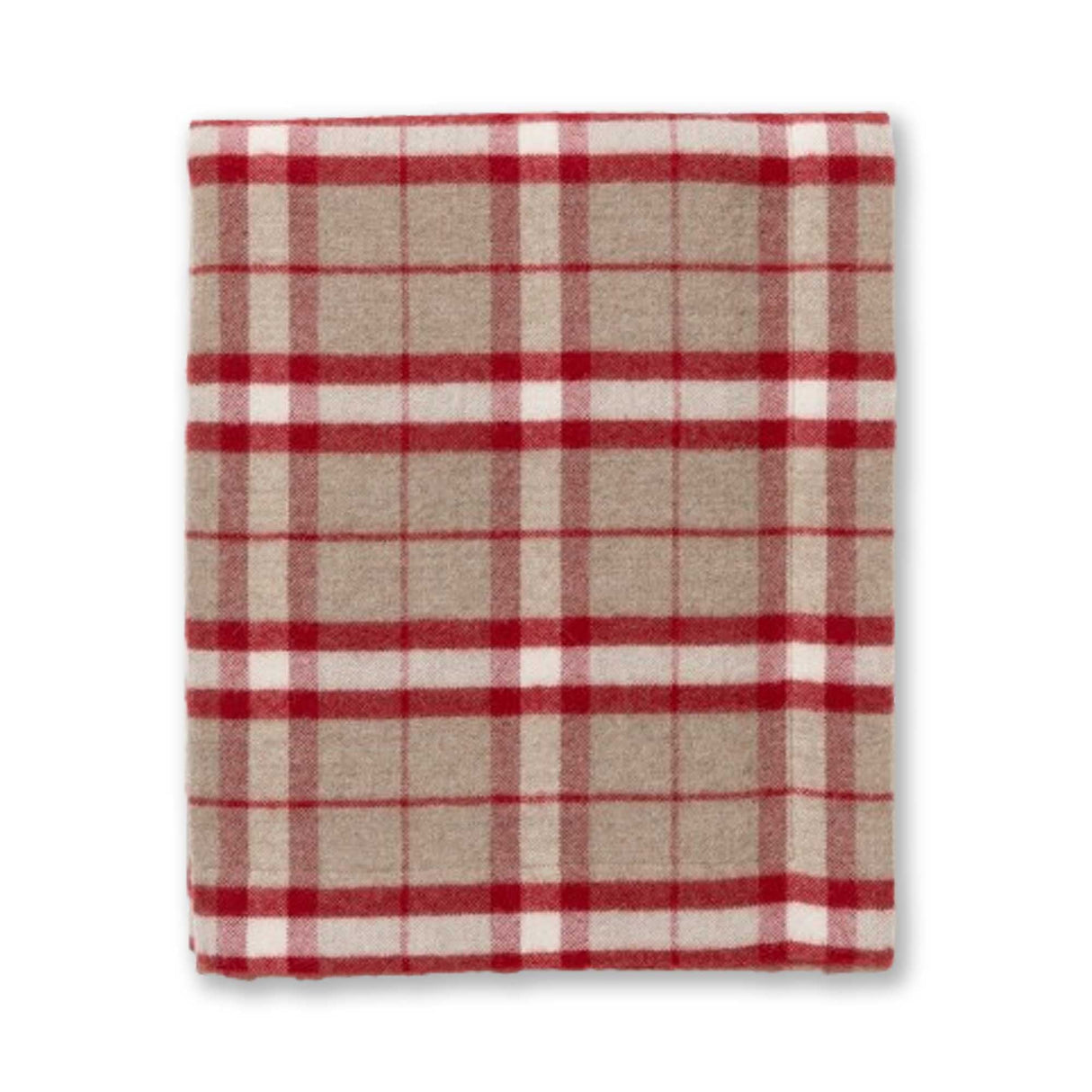 Alicia Adams Alpaca Aberdeen Throw - Light Taupe and Scarlet at Fig Linens and Home