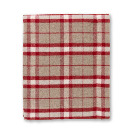 Alicia Adams Alpaca Aberdeen Throw - Light Taupe and Scarlet at Fig Linens and Home