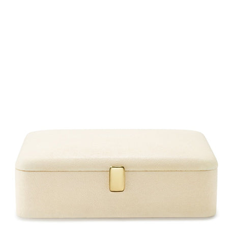 Abella Shagreen Large Jewelry Box by AERIN 12.9"L x 8.5W" x 4.4H" Cream at FIG LINENS AND HOME 1