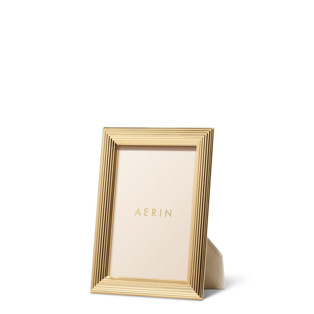 AERIN Alessio 4 x 6 Photo Frame | Reeded Gold-Finish Picture Frame at Fig Linens and Home - View 1