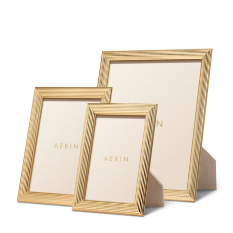 AERIN Alessio Trio of Photo Frames - Gold-Finish Reeded Picture Frames featuring 4x6