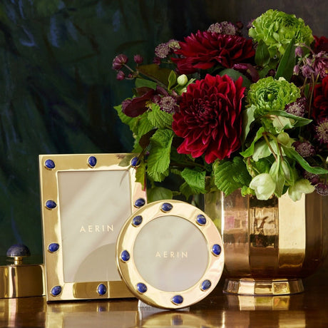 Augusta Gemstone Round Frame in Lapis by AERIN at Fig Linens and Home - Lifestyle 1