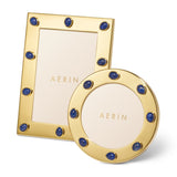Augusta Gemstone Round Frame in Lapis by AERIN shown with larger Photo Frame