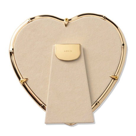 AERIN Ava Bamboo Heart Frame | Brass Plated Photo Frame at Fig Linens and Home - Sueded Back View