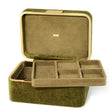 Beauvais Velvet Jewelry Box in Moss by AERIN - Open with Tray Shown